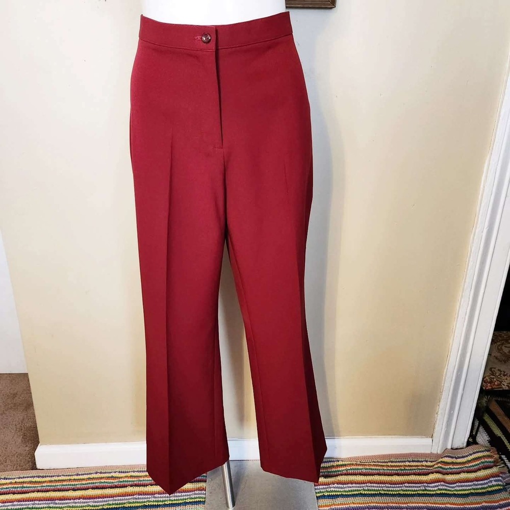 Vintage 1980s Liz Baker Burgundy High-Waist Dress Pants